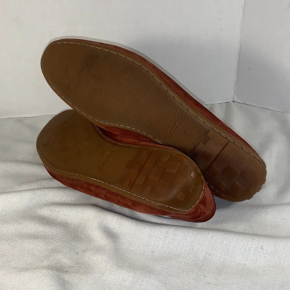 Clarks Men's Suede Slip-On Loafers in Rust Brown